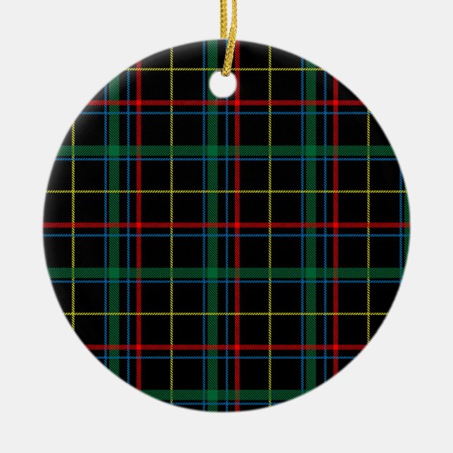Décoration En Céramique Tartan plaid motif, vert et rouge, (Devant)