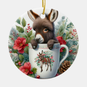 Décoration En Céramique Tasse de Noël Âne