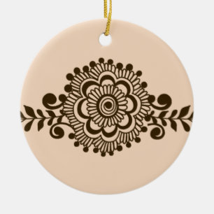 Décoration En Céramique Tatouage au henné Brown - Motifs Mehendi Brown
