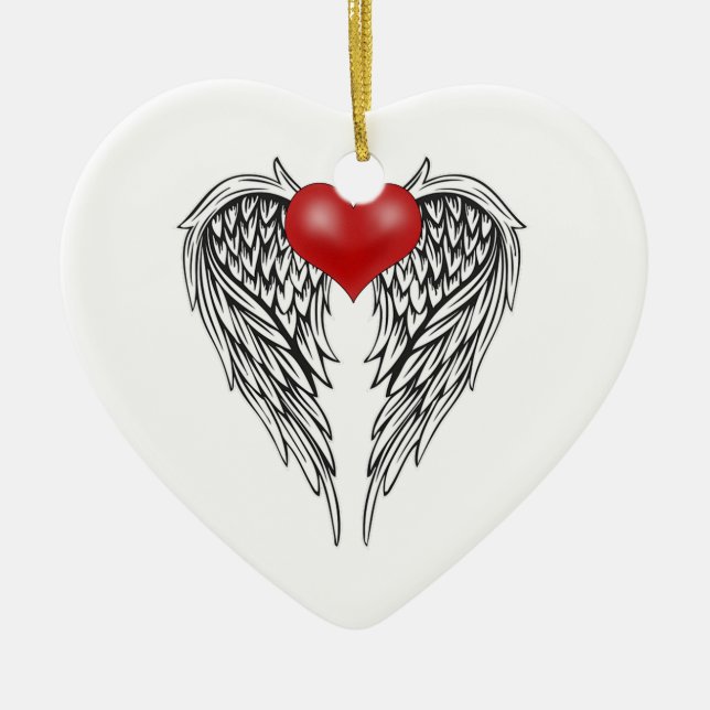 Décoration En Céramique Tatouage du coeur de l'ange (Devant)