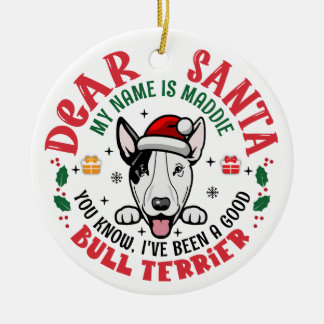 Décoration En Céramique Taureau Terrier personnalisé Arbre de Noël de chie