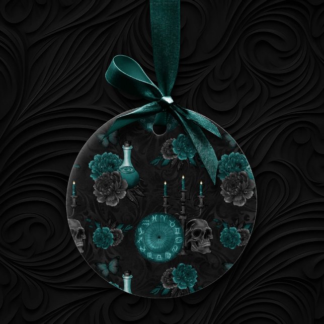 Décoration En Céramique Teal Zodiac | Gothic Skull Roses (Créateur téléchargé)