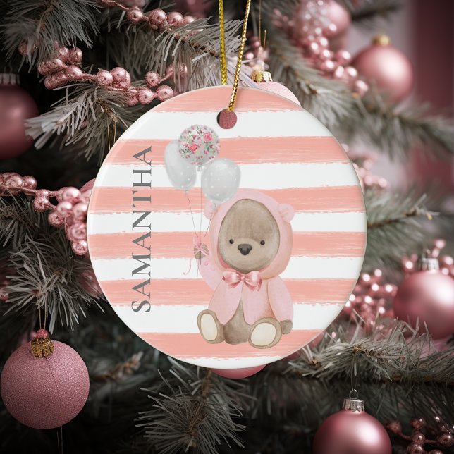 Décoration En Céramique Teddy Bear Rose Girl's personnalisé bébé cadeau (Créateur téléchargé)