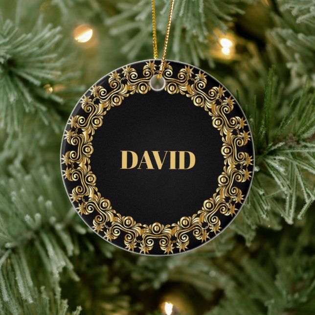 Décoration En Céramique TEMPLATE, Name, Decorative gold frame (Arbre)