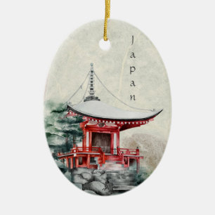 Décoration En Céramique Temple bouddhiste japonais Noël traditionnel