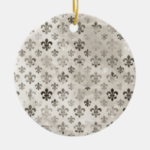 Décoration En Céramique Tendance Argent Gray Fleur De Lis Motif