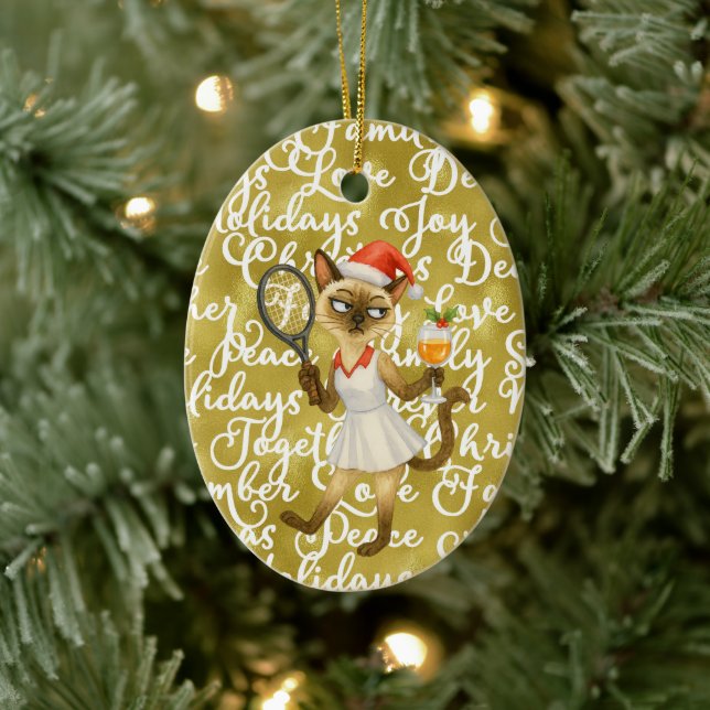 Décoration En Céramique Tennis Christmas themed for player who loves cat (Arbre)