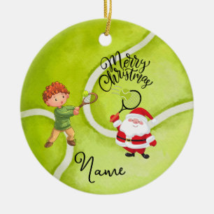 Décoration En Céramique Tennis Noël avec le Père Noël pour Garçon