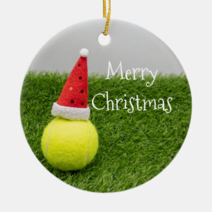 Décoration En Céramique Tennis Noël & tennis, balle et chapeau de Santa