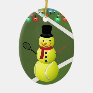 Décoration En Céramique Tennis personnalisé Ball Snowman Noël