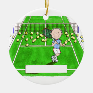 Décoration En Céramique Tennis Player, Male - Personalized Cartoon