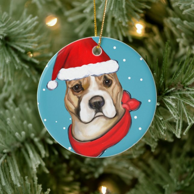 DÉCORATION EN CÉRAMIQUE TERRIER AMÉRICAIN DU STAFFORDSHIRE (Arbre)