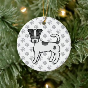 Décoration En Céramique Terrier de Parsons Russell à poil dur noir et blan