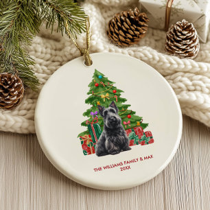 Décoration En Céramique Térrier Écossais Noël Personnalisé