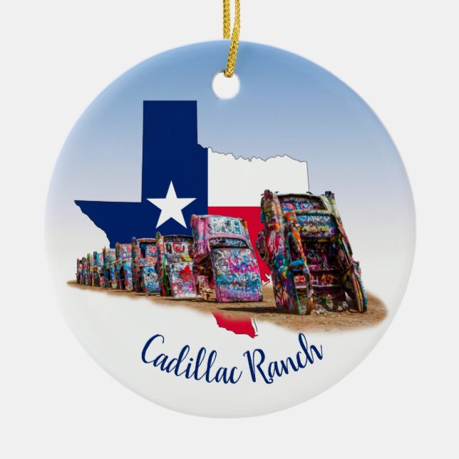 Décoration En Céramique Texas contour & Cadillac Ranch Cars (Devant)