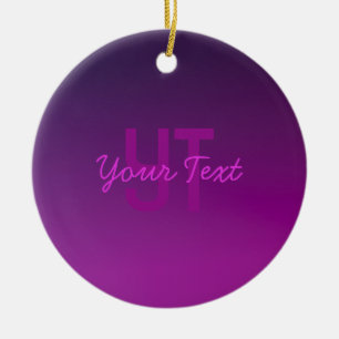 Décoration En Céramique Texte monogramme modifiable moderne & Ombre violet