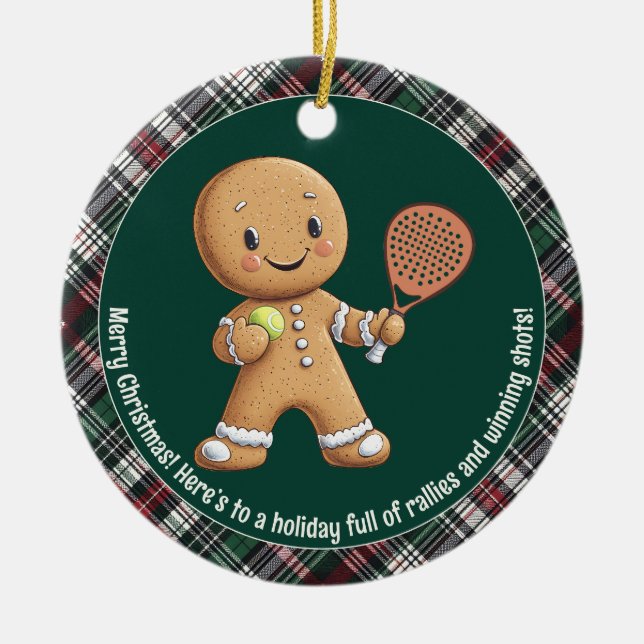 Décoration En Céramique 🎾 🎄 Texte personnalisé, Noël propulsé par Padel (Devant)
