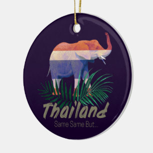 Décoration En Céramique Thaïlande Elephant Drapeau Jungle Feuille Souvenir