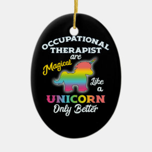Décoration En Céramique Thérapeute de la licorne OT d'ergothérapie