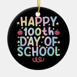 Décoration En Céramique Tie Dye Happy 100e jour d'école Enseignant Élève 