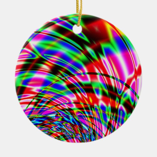 Décoration En Céramique Tie Dye Rétro Vague Fractale (Devant)