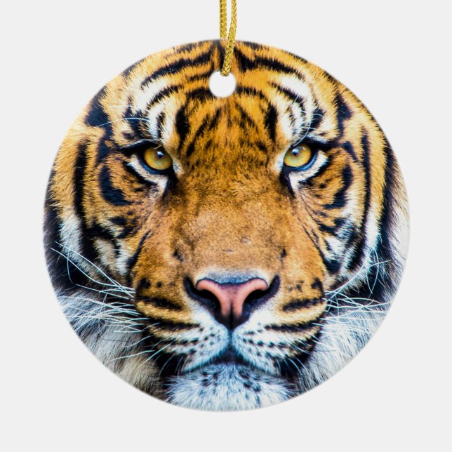 Décoration En Céramique Tiger Visage Fermer Nom du monogramme (Devant)