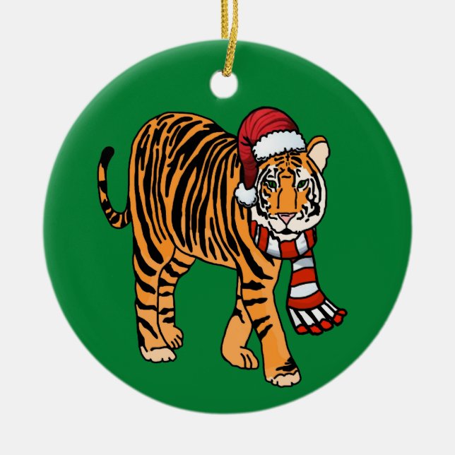 Décoration En Céramique Tigre de Noël (Devant)