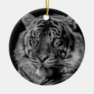 Décoration En Céramique Tigre noir et blanc