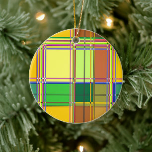 Décoration En Céramique Tissu coloré des Caraïbes Madras Tartan