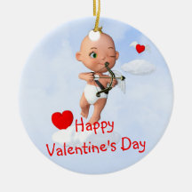 Toon Baby Cupid Flying with a Bow and Flrow