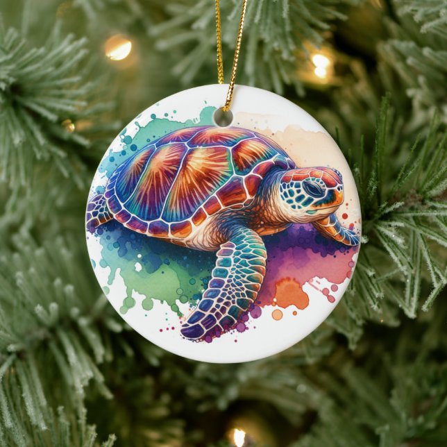 Décoration En Céramique Tortue aquarelle (Arbre)