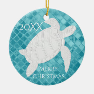 Décoration En Céramique Tortue de mer Aqua Verre de mer Personnaliser