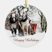 Tour de Sleigh d'équipe de cheval par des bois de