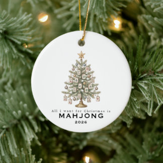Décoration En Céramique Tout ce que je veux pour Noël, c'est Mahjong Drôle