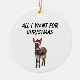 Décoration En Céramique tout ce que je veux pour Noël est un âne,