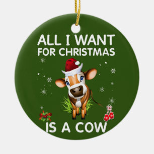 Décoration En Céramique Tout Ce Que Je Veux Pour Noël Est Une Vache Joyeux