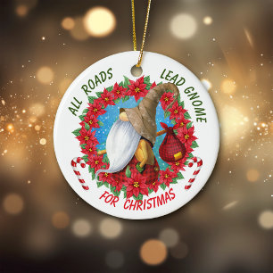 Décoration En Céramique Toutes les routes dirigent Gnome pour Noël