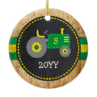Tracteur vert mignon Anniversaire Keepsaké Faux Wo