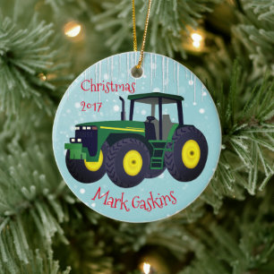 Décoration En Céramique Tracteur vert moderne personnalisé "Christmas 20X