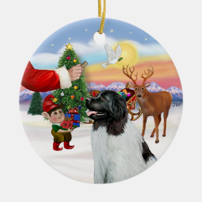 Décoration En Céramique Traite pour un Landseer Terre-Neuve (Devant)