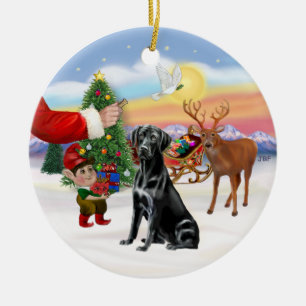 Décoration En Céramique Traite pour un récupérateur Black Labrador