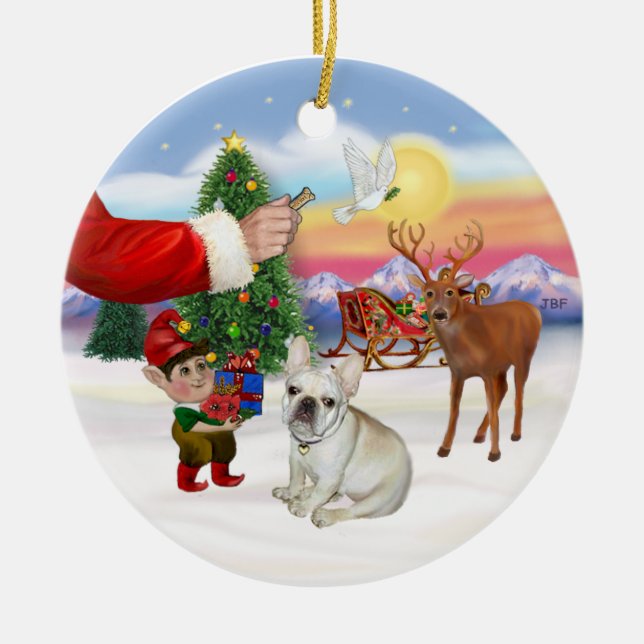 Décoration En Céramique Traiter pour un Bulldog français (Devant)