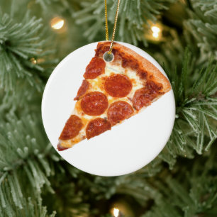 Décoration En Céramique Tranche de pizza pepperoni classique de SlipperyJo