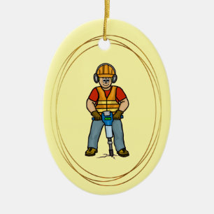 Décoration En Céramique Travailleur de construction avec l'ornement Jackha