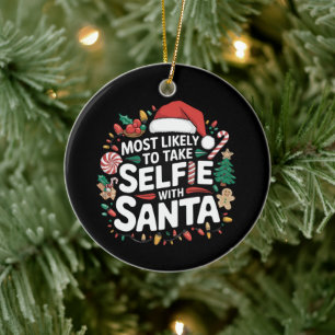 Décoration En Céramique Très Probable De Prendre Selfie Avec Père Noël Fam
