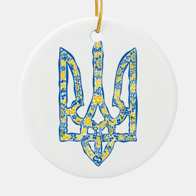 Décoration En Céramique trident de l'emblème national ukrainien tryzub eth (Devant)