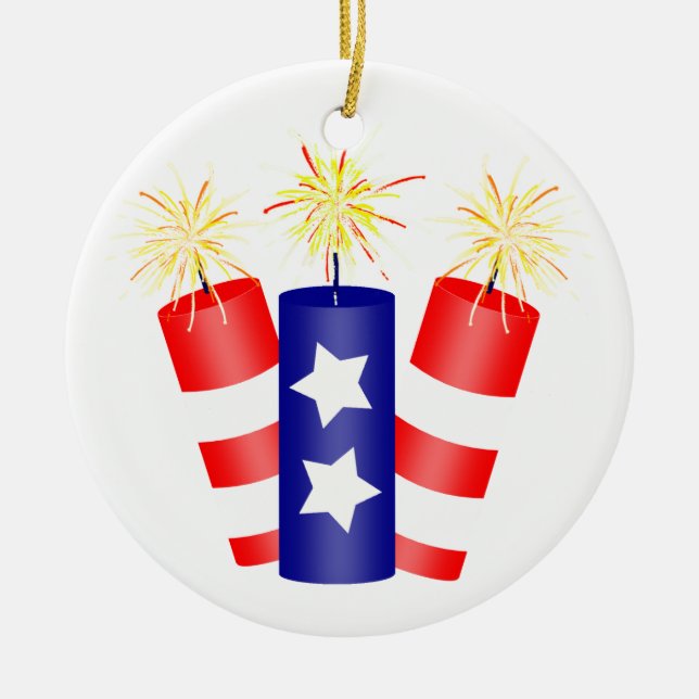 Décoration En Céramique Trio de pétards pour 4 juillet (Devant)