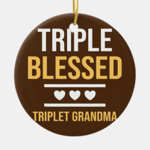Décoration En Céramique Triple Bienheureux Triplet Grand-mère Petits-Enfan