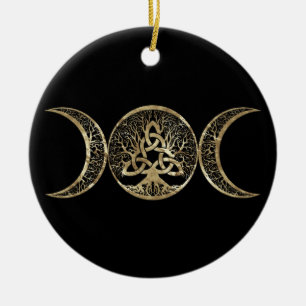 Décoration En Céramique Triple Lune Arbre de Vie Triquetra