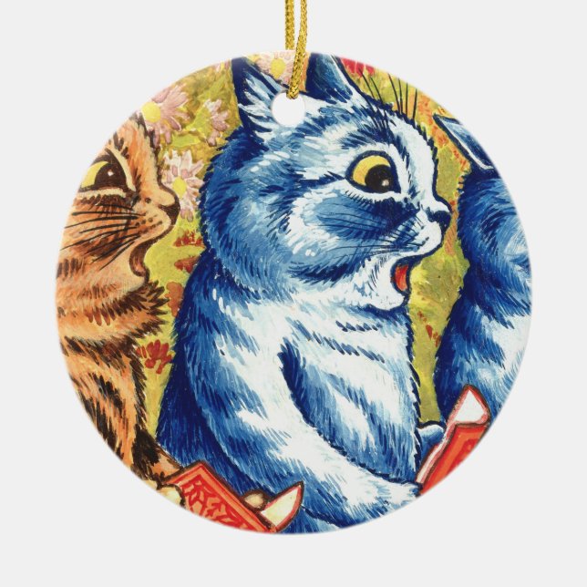 Décoration En Céramique Trois Chats Chantés Par Louis Wain (Devant)